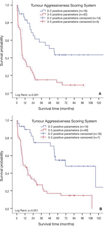 Survival analysis of urothelial bladder cancer patients based on a tumour ...