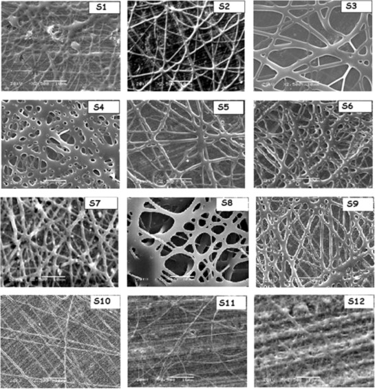 SEM images of PMA nanofibers membranes prepared with different electrospinning ...