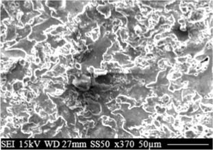 SEM photograph of wire EDMed surface in case-3 condition.
