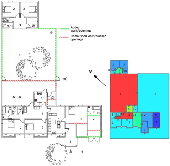 Pro II mod floor plans (1:250) and convex map (1:400) showing modifications made ...