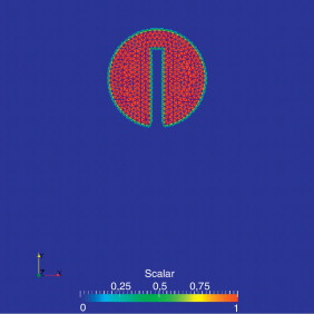 Advección pura – Disco de Zalesak – Malla de elementos finitos y condición ...