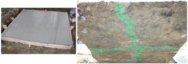 Casting of the steel-fibre reinforced concrete slab and cracks at the lower ...