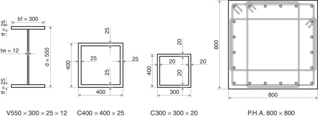 Viga tipo y columnas de estructura de 5 pisos del Bloque Estructural 2.