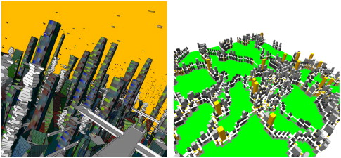 Simulation of the urban development by the selected CA.