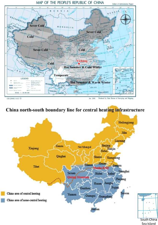 Images of China׳s climatic regionalization and heating north–south boundary. ...