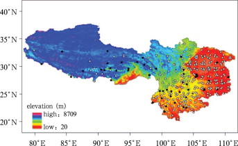 Stations in Southwest China (circle denotes homogeneous stations; solid dot ...