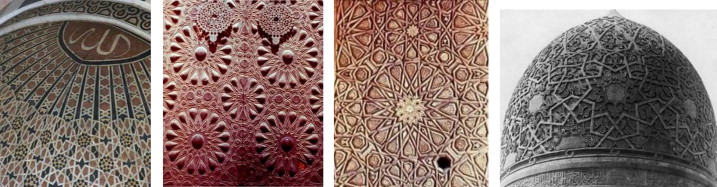 From left: hood of Mihrab in the Mosque of Al-Nasir Mohammad; Sultan Hassan ...