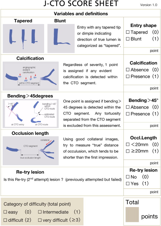 The J-CTO score is used to characterise lesion complexity in a standardised way. ...