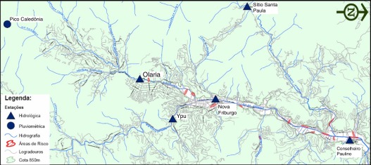 Estações telemétricas do Sistema de Alerta de Cheias localizadas na bacia do rio ...