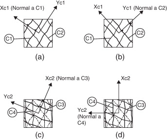 Disposición de 4 fisuras en un elementos tipo capa (ETC) según el sistema de ...