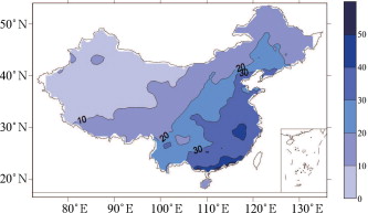 Thresholds of daily extreme precipitation (mm) in China simulated by the Γ ...