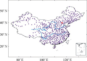 Location of meteorological gauge stations in China