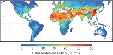 Global PM2.5 concentration distribution over 2001−2006 [3].