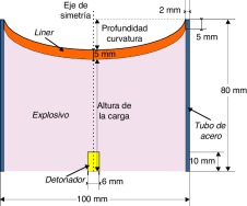 Esquema y dimensiones generales de los IED-EFP ensayados.