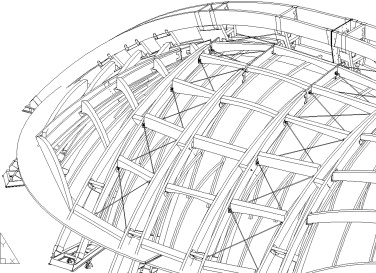 Axonometric drawing of the load-bearing roof structure (Courtesy Holz ...