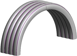 Hangar model (CAD) - The model is composed of four curved tubes.