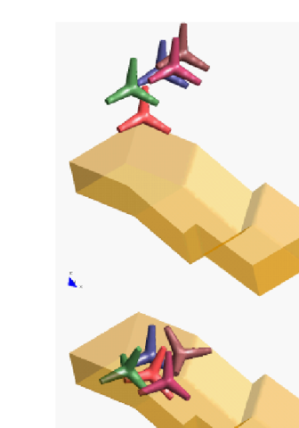 Motion of five tetrapods on an inclined plane