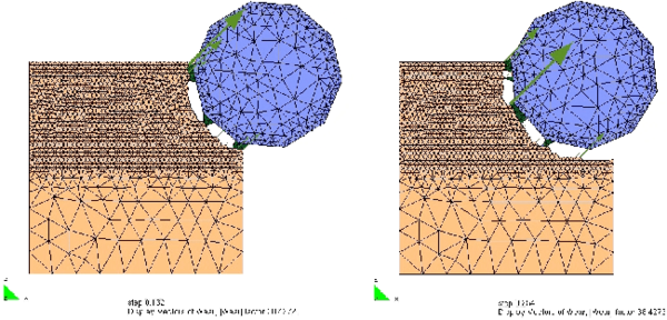 Example of application of the PFEM to the excavation of a soft soil mass with a rotating disc