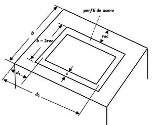 Sección rectangular idealizada de concreto reforzado.