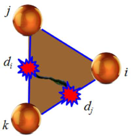 Three-noded triangle with two sides damaged