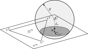 Intersection of a DE particle with a plane formed by a planar FE.