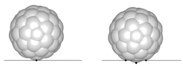 Spheres cluster impacting a flat wall for two different time steps. Source: Höhner et al. [130].