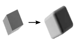 From polyhedron to spheropolyhedron. Source: Galindo-Torres and Pedroso [101].