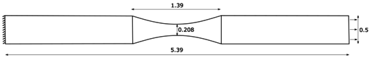 Tensile test geometry (units in m)
