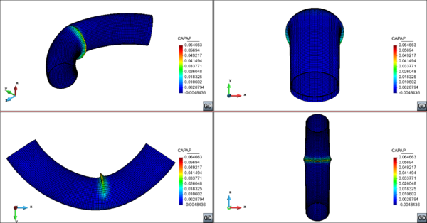 Distribution of the plastic internal variable of the model on the deformed shape
