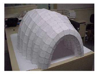 Paper model of an inflatable pavilion formed by low pressure tubes
