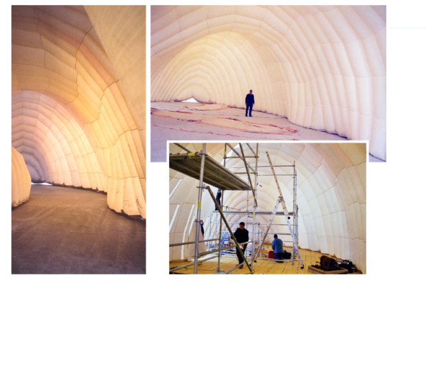 Inflatable   pavilion for Gaudi Exhibition. Images of outside and inside spaces