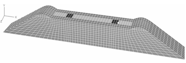 Perspective view of FE model of a sleeper embedded inside a ballast bed. Source: Kabo [41].