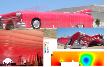 Cadillac style exhibition pavilion built by assembly of low pressure analysis   tubes. Geometry and results of the aerodynamic analysis