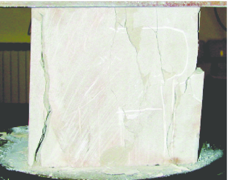 Rock specimen after laboratory unconfined compression test