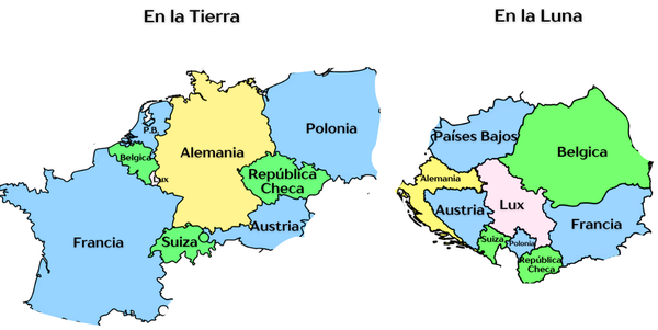 Territorio de países en tierra y luna.