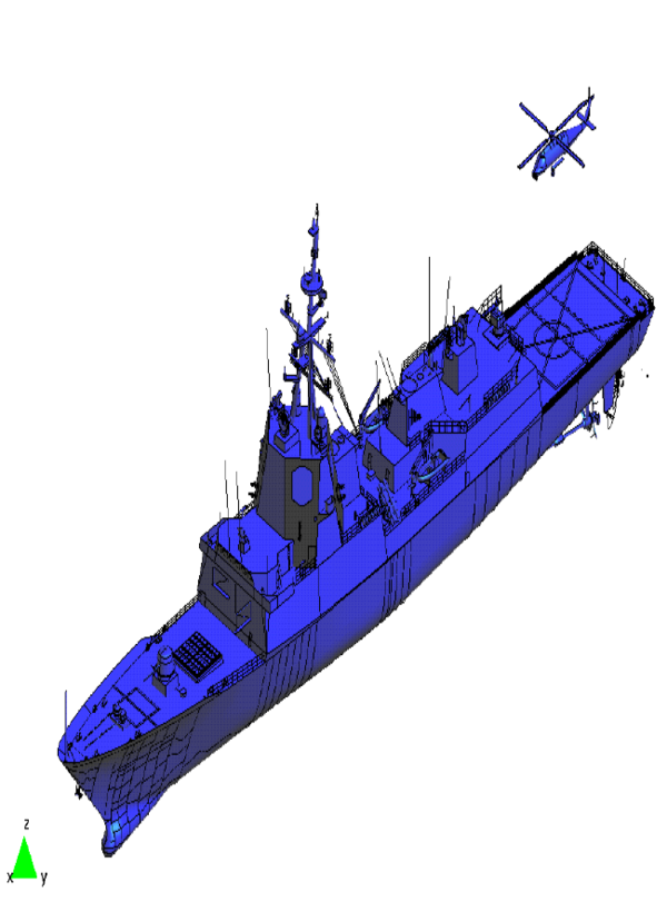 Representación geométrica de un barco importado desde IGES.