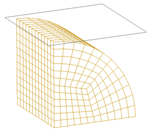 Sidepressing of a cylinder: (a) initial tetrahedral mesh; (b) initial hexahedral mesh