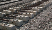 Twin block concrete sleepers.