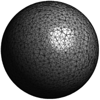 Sphere with fine fluid mesh - Reducing the elements size of the fluid mesh improved the representation of the structure (2.2e7 elements, mean element size 0,009).