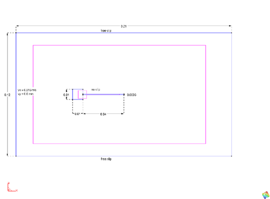 Flexible plate behind a square bluff body - view of     the domain