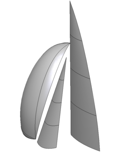Sails model (CAD) - The structure is composed of three membrane sails.