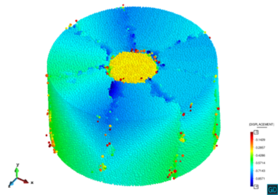 Test 3 (Shear  strength) with Rankine yield surface. Broken sample after the computation