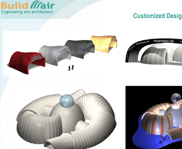 Projects of pavilions formed by low pressure inflatable tubes