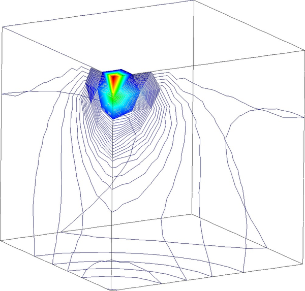T10P4 elem. in coarse mesh (pₘₐₓ=10427 N/m²).