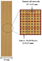 'Figura 1. Tamaño del subconjunto y patrón de moteado para correlación digital de imágenes.'